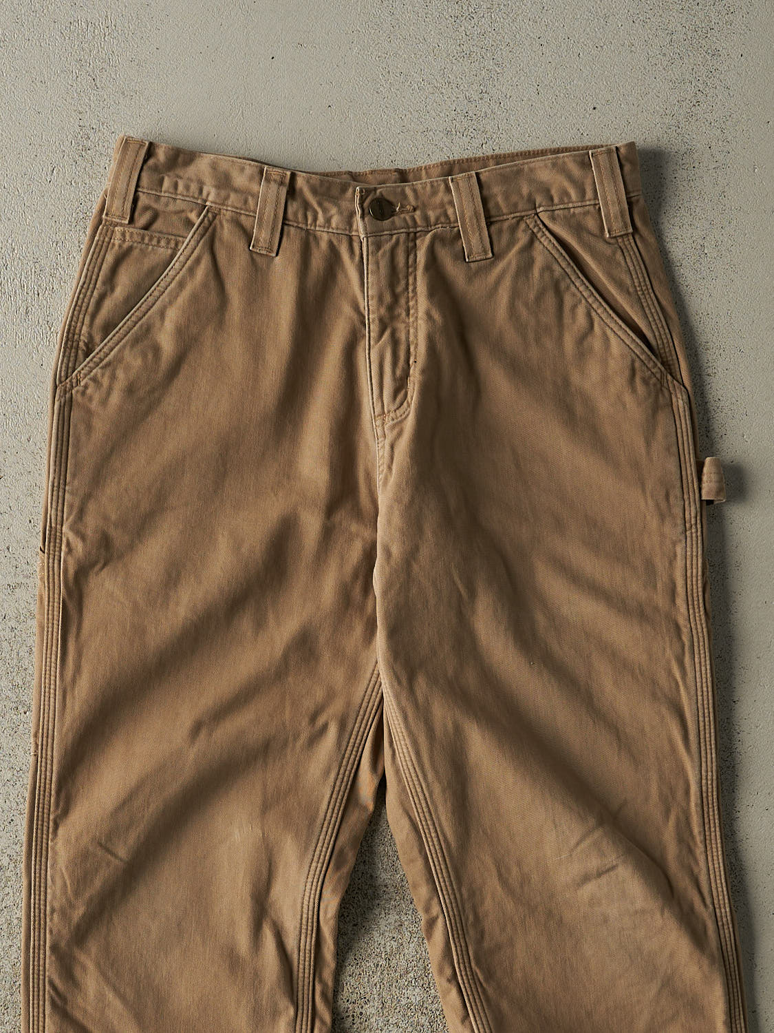 Vintage Y2K Beige Carhartt Flannel Lined Carpenter Pants (29x30)