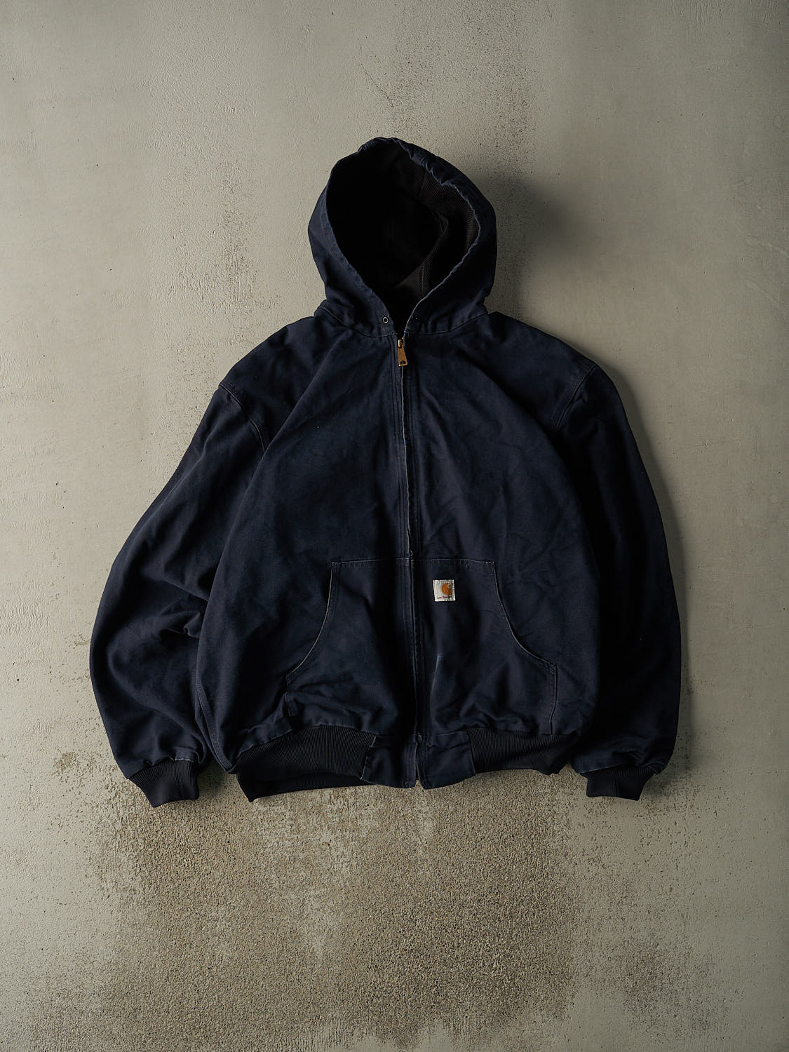 Vintage 90s Navy Blue Carhartt Hooded Active Jacket (XL/XXL)