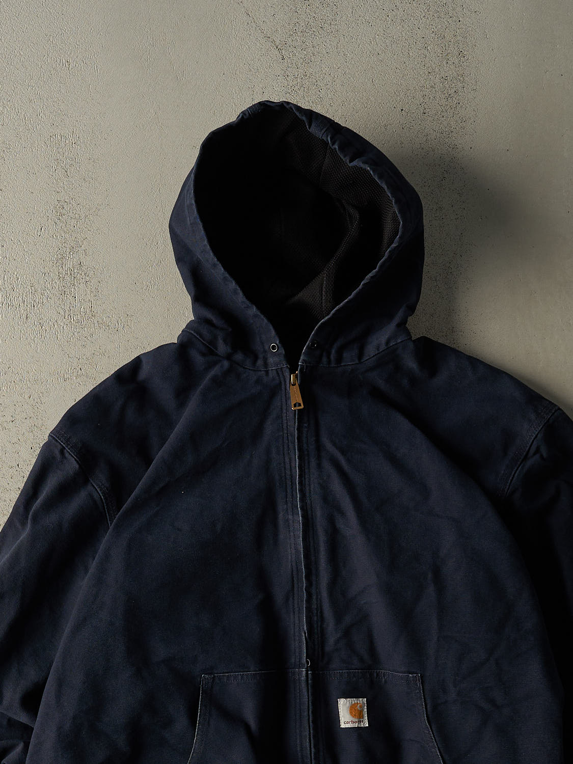 Vintage 90s Navy Blue Carhartt Hooded Active Jacket (XL/XXL)