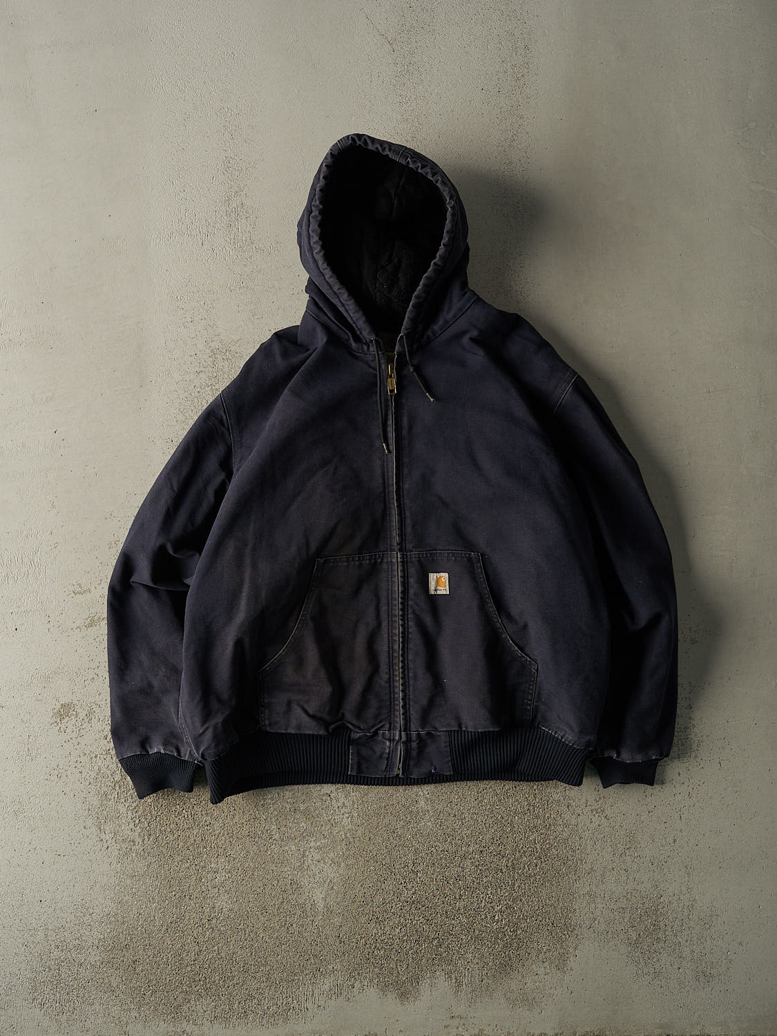 Vintage 90s Sun Faded Navy Carhartt Hooded Active Jacket (XL)