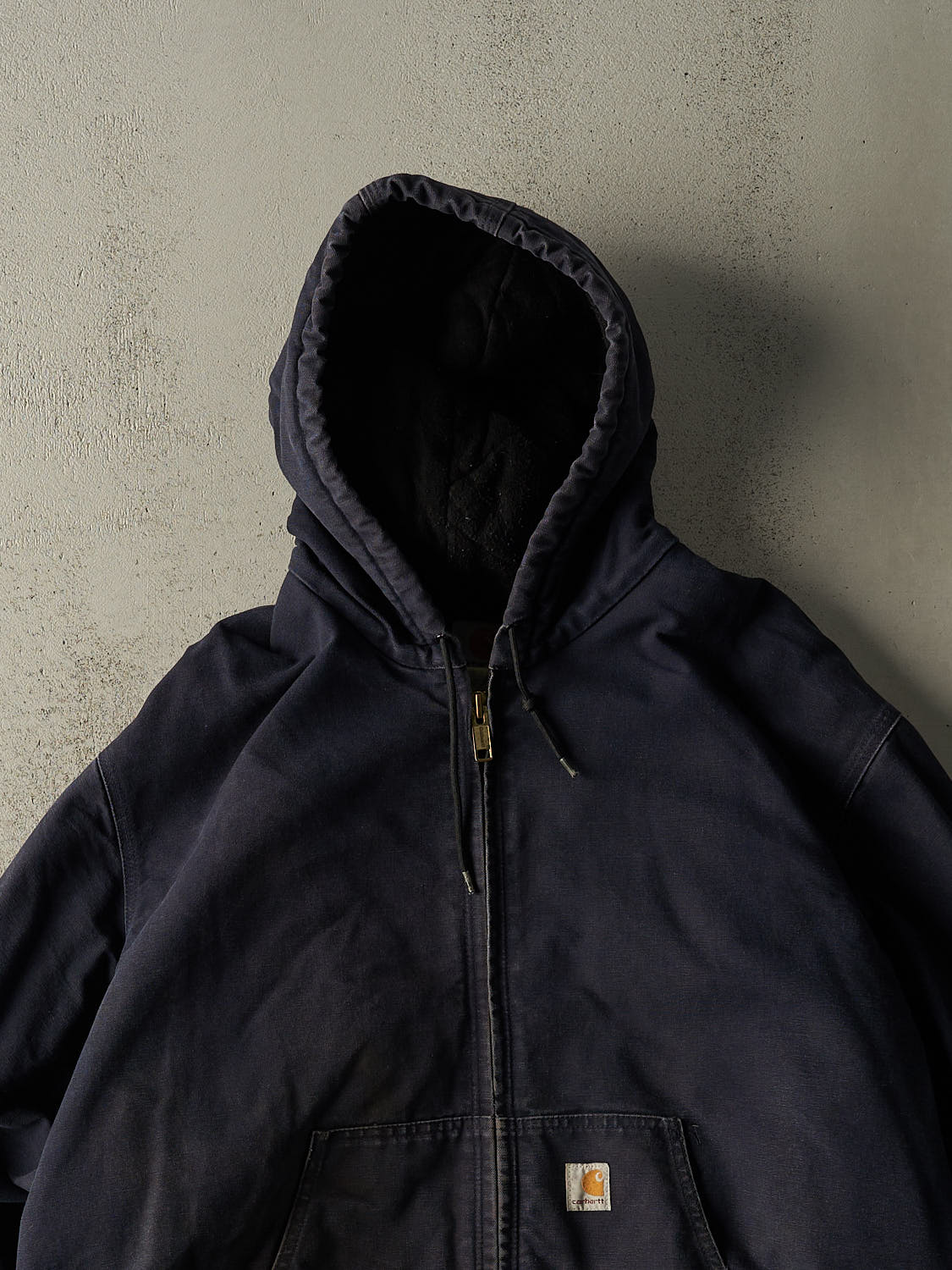 Vintage 90s Sun Faded Navy Carhartt Hooded Active Jacket (XL)