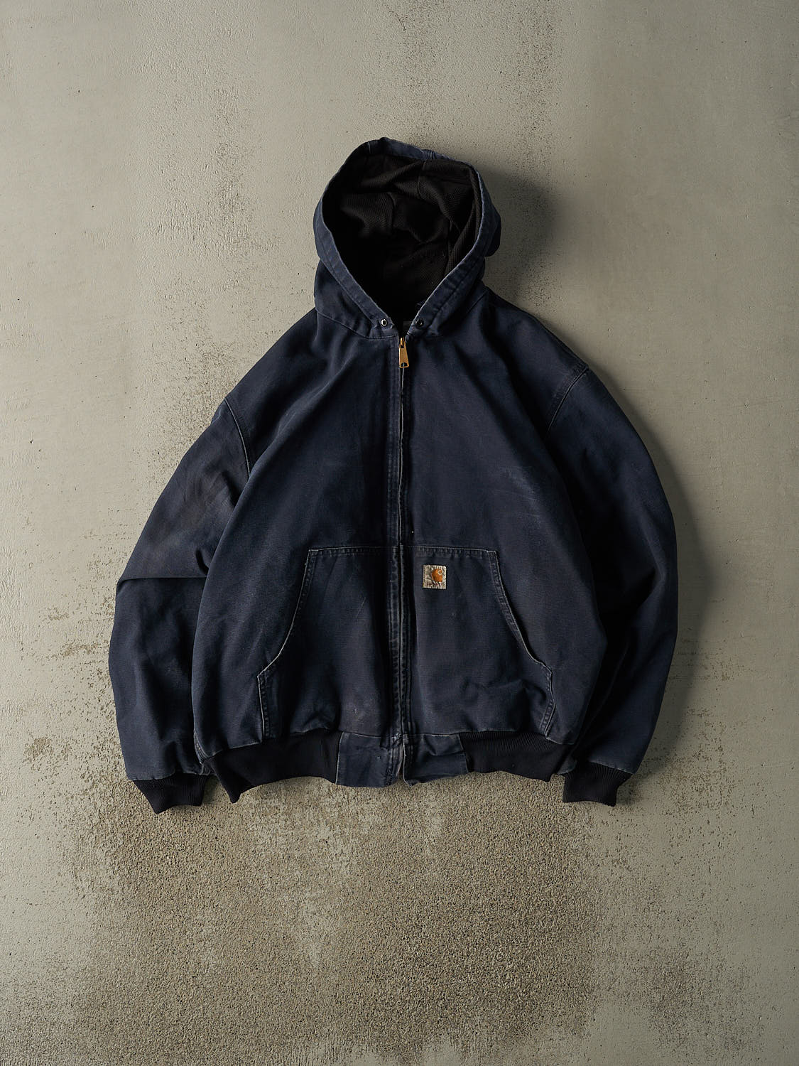 Vintage 90s Sun Faded Navy Carhartt Hooded Active Jacket (L/XL)
