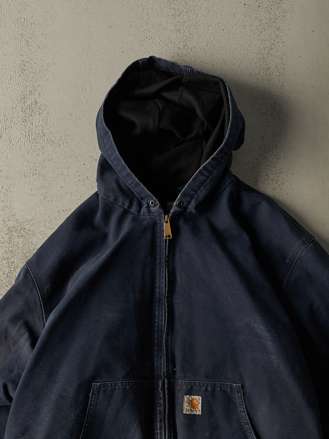 Vintage 90s Sun Faded Navy Carhartt Hooded Active Jacket (L/XL)