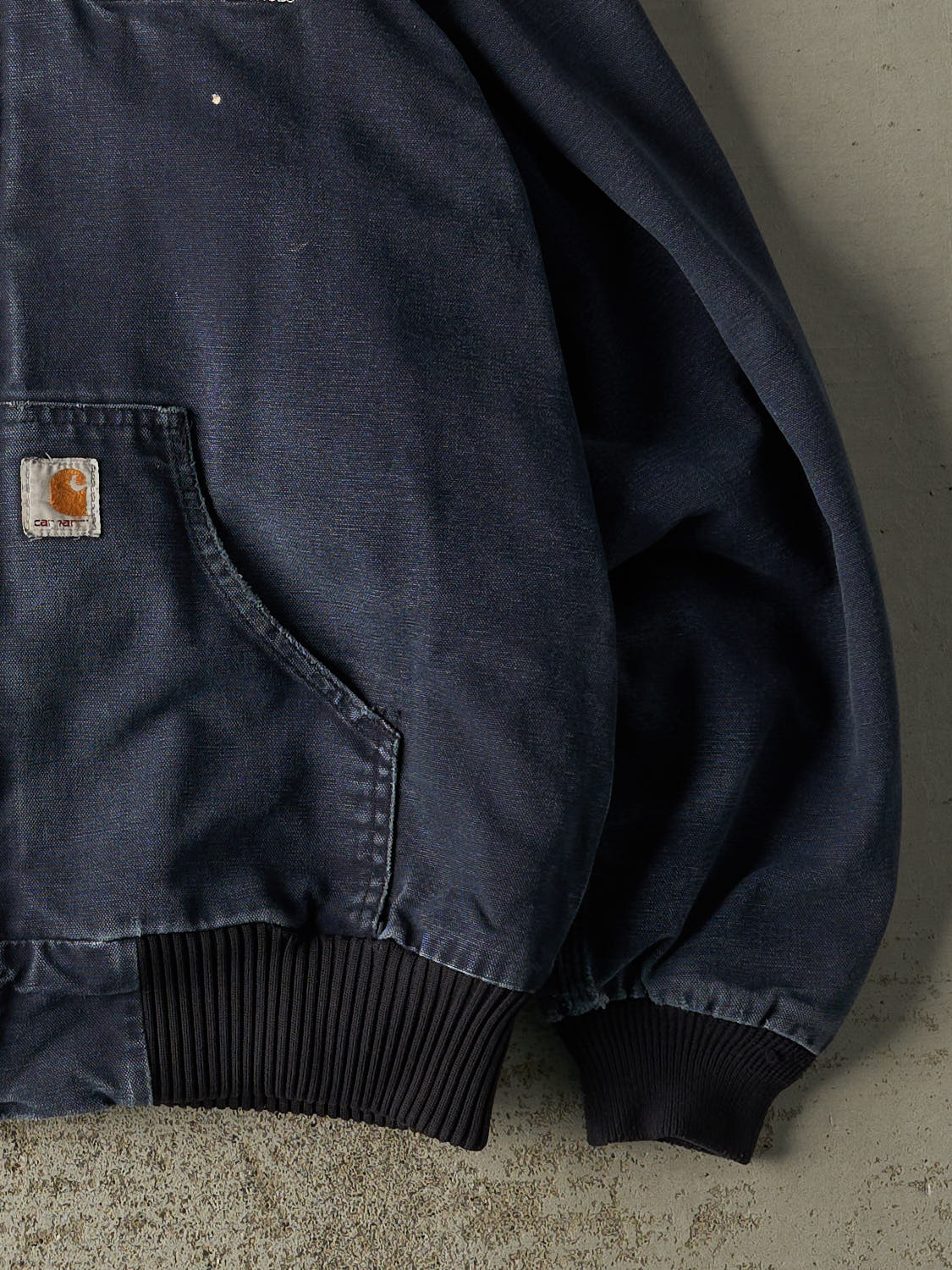 Vintage 90s Washed Blue Carhartt Embroidered Hooded Active Jacket (M)