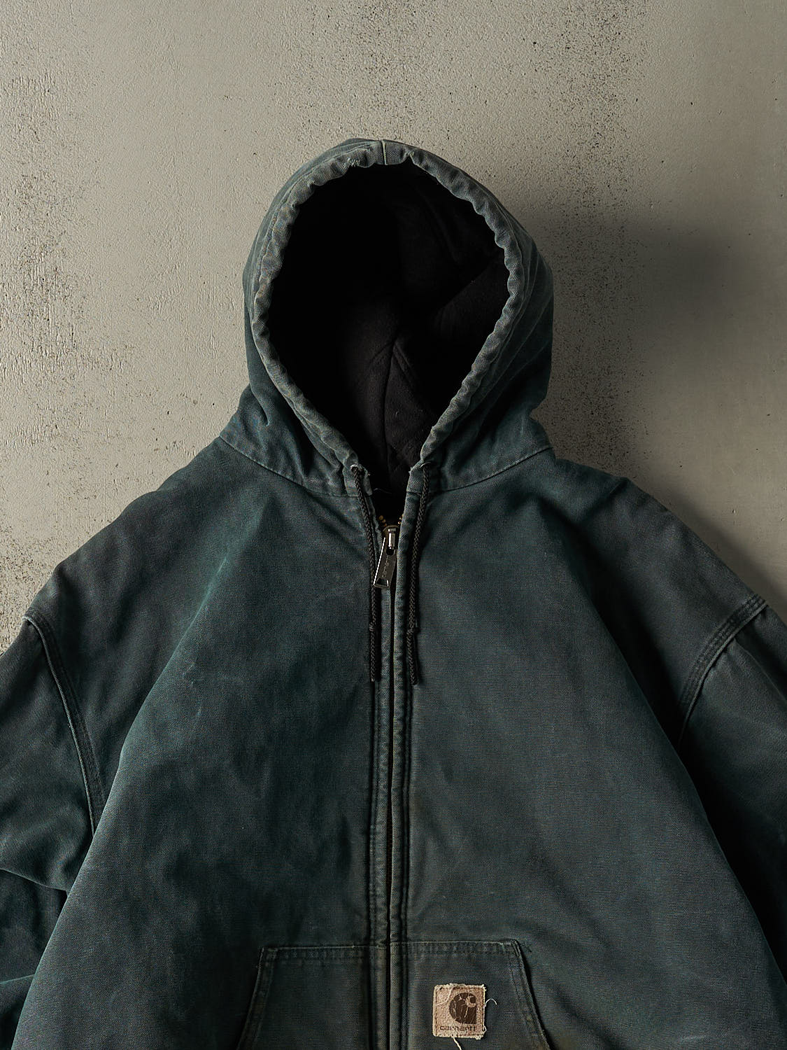 Vintage 90s Washed Green Carhartt Hooded Active Jacket (XL/XXL)