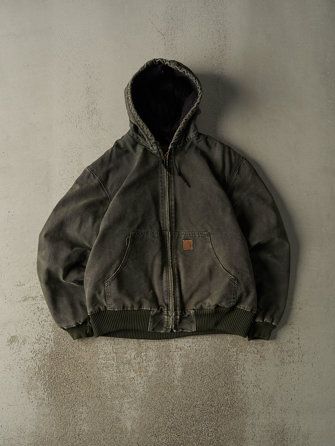 Vintage Y2K Sun Faded Green Carhartt Hooded Active Jacket (L)