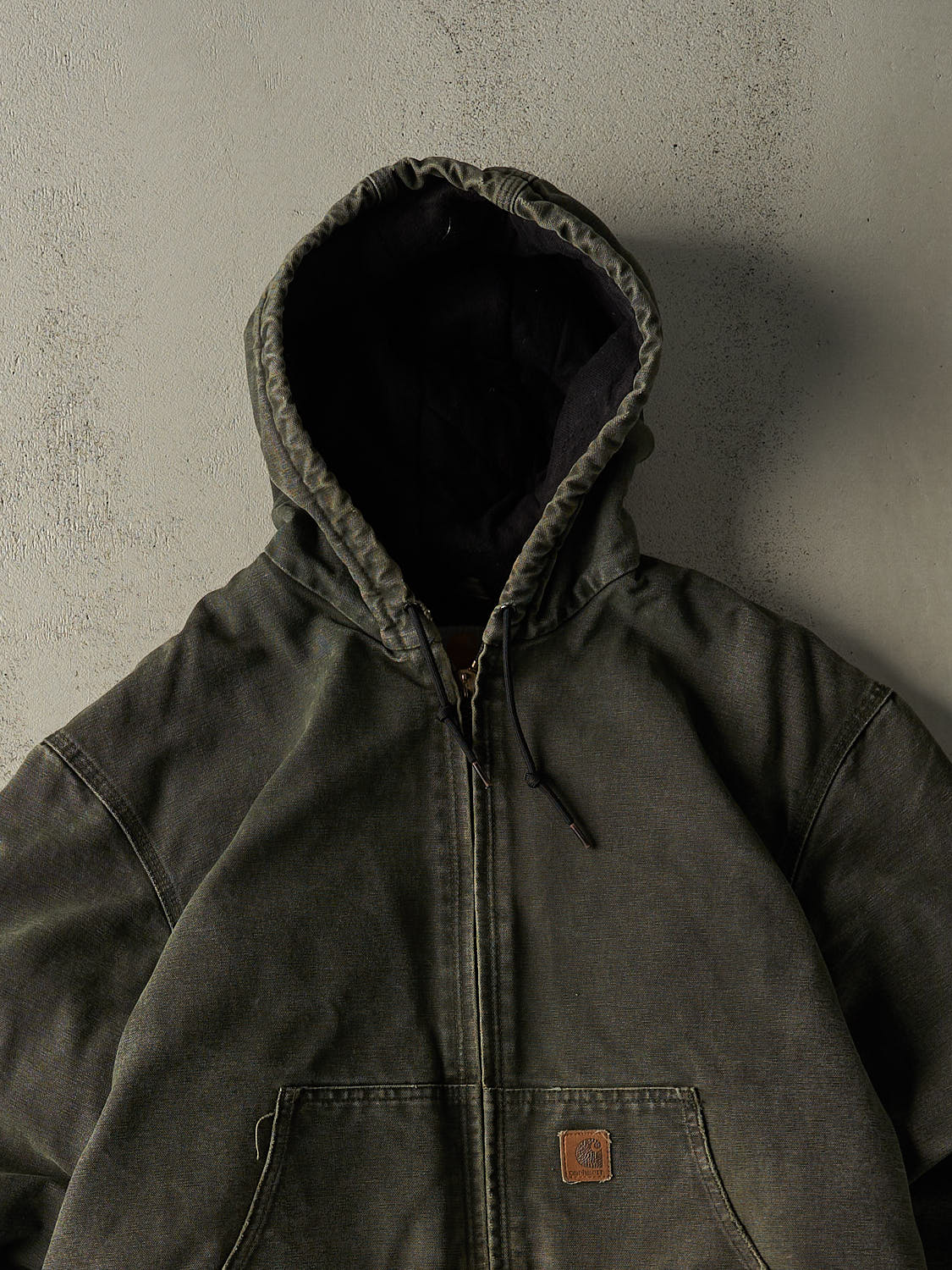 Vintage Y2K Sun Faded Green Carhartt Hooded Active Jacket (L)