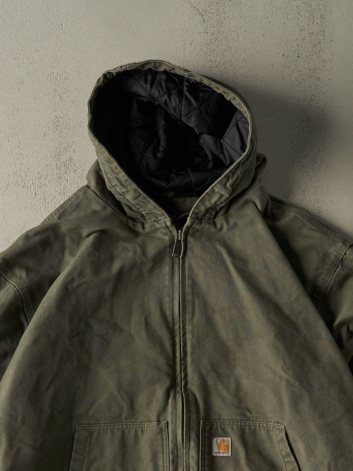 Vintage Y2K Washed Green Carhartt Hooded Jacket (XXXXL)