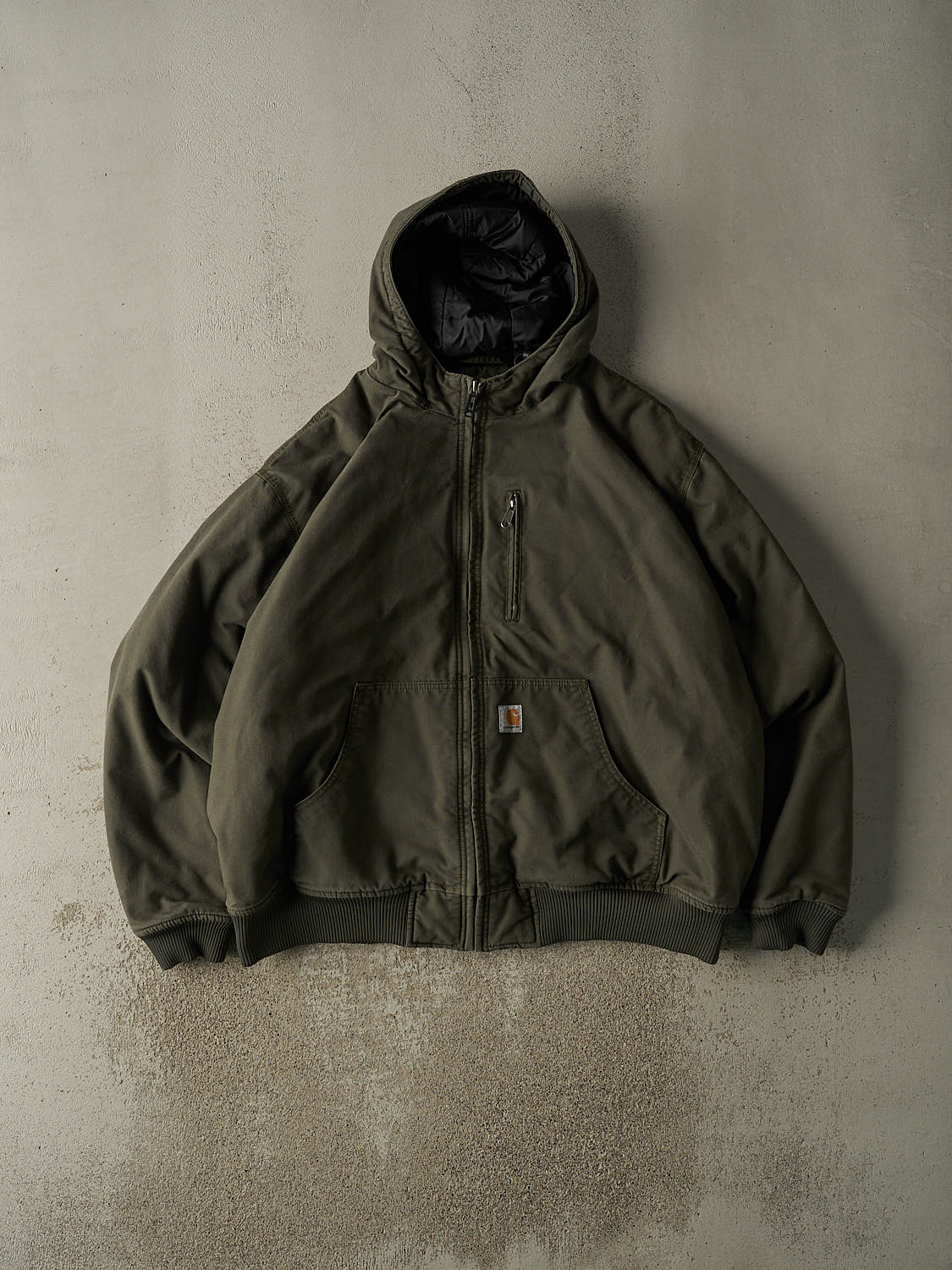 Vintage Y2K Green Carhartt Hooded Jacket (XXL)