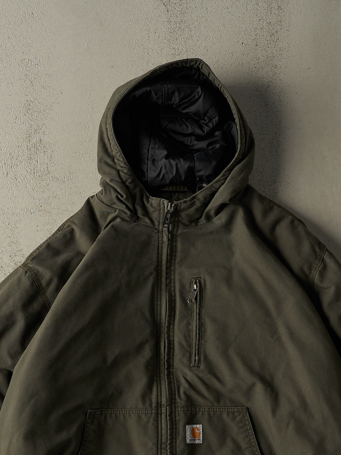 Vintage Y2K Green Carhartt Hooded Jacket (XXL)