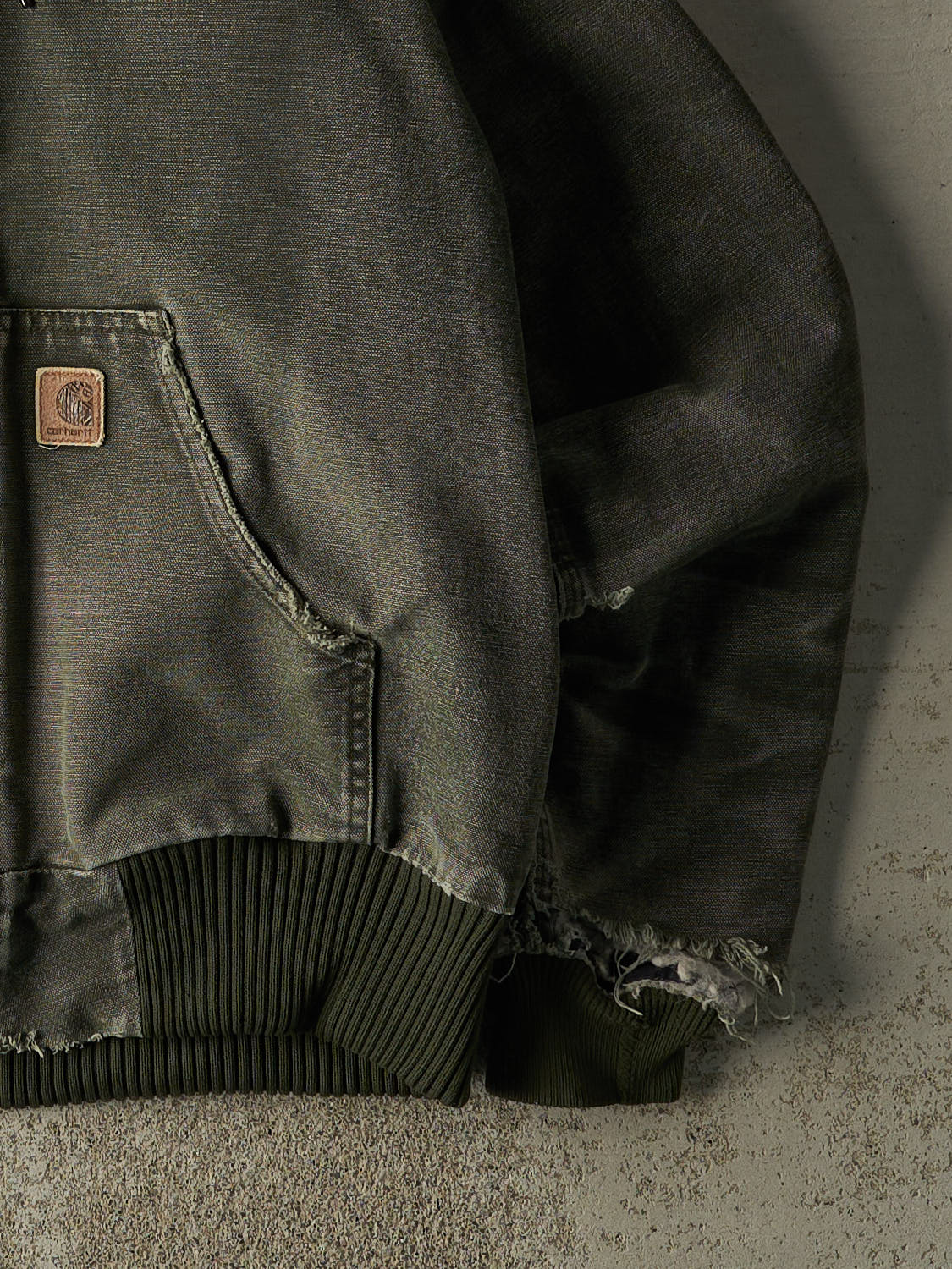 Vintage 90s Washed Green Carhartt Hooded Active Jacket (M)