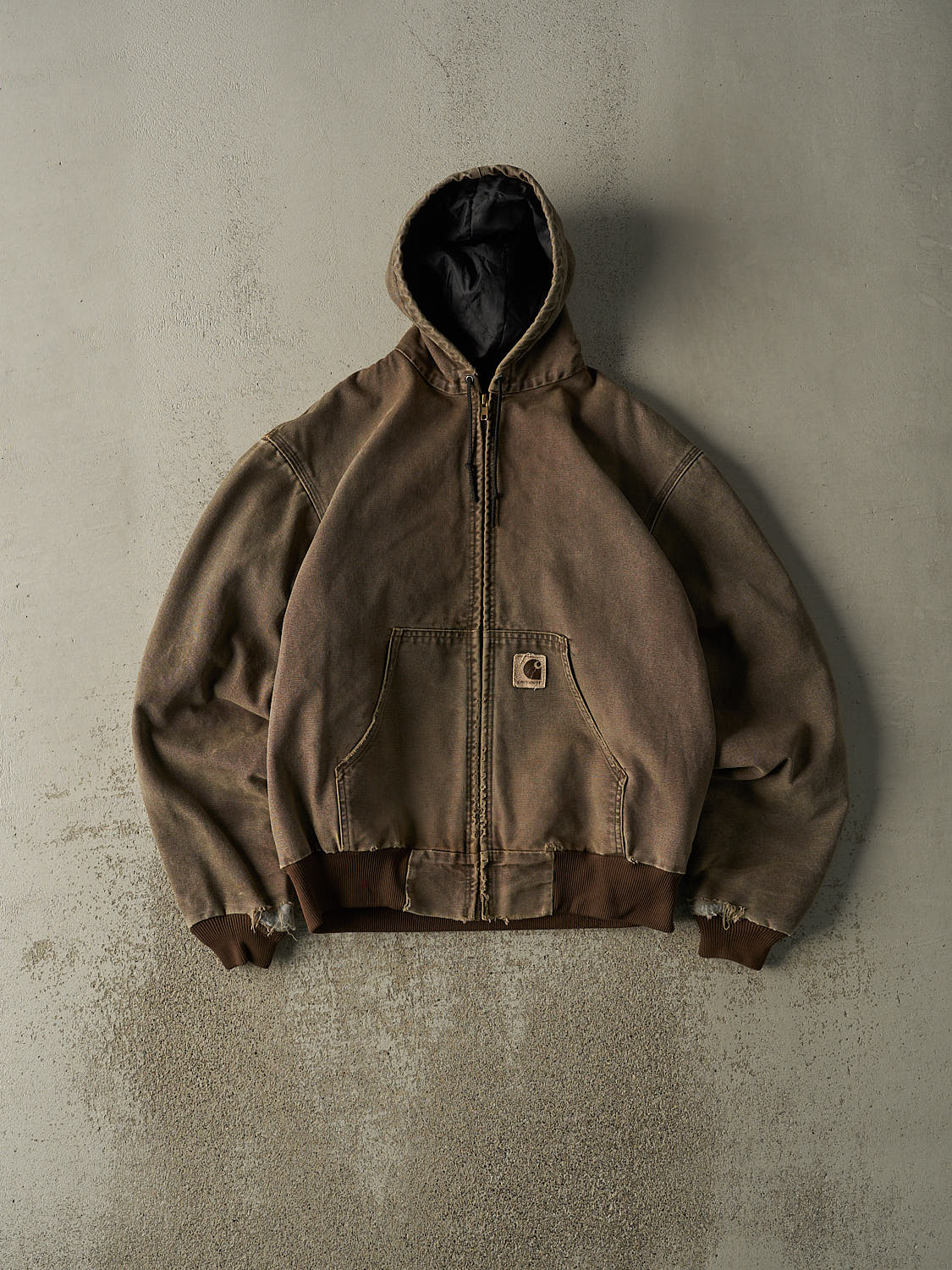 Vintage 90s Sun Faded Brown Carhartt Hooded Active Jacket (M/L)