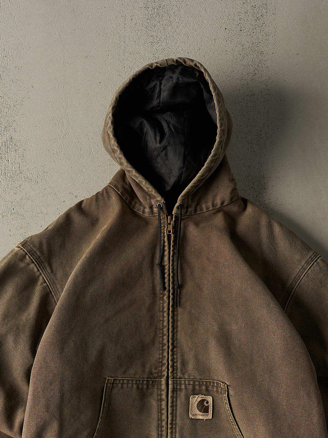 Vintage 90s Sun Faded Brown Carhartt Hooded Active Jacket (M/L)