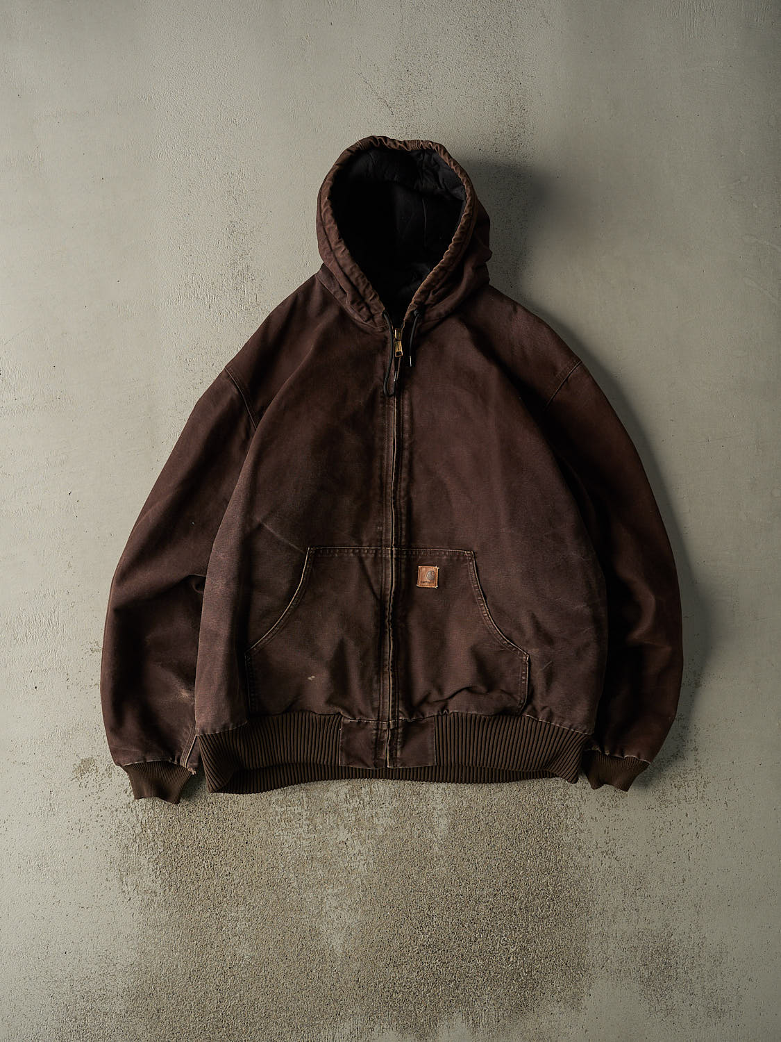Vintage Y2K Brown Carhartt Hooded Active Jacket (XXL)