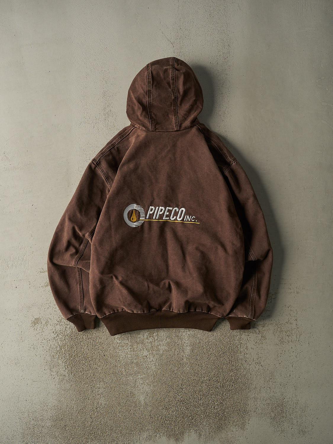 Vintage Y2K Sun Faded Brown Carhartt Embroidered Hooded Active