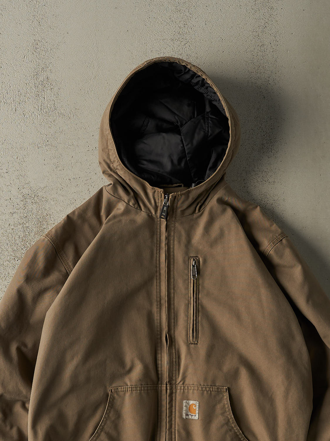 Vintage Y2K Beige Carhartt Hooded Jacket (M/L)