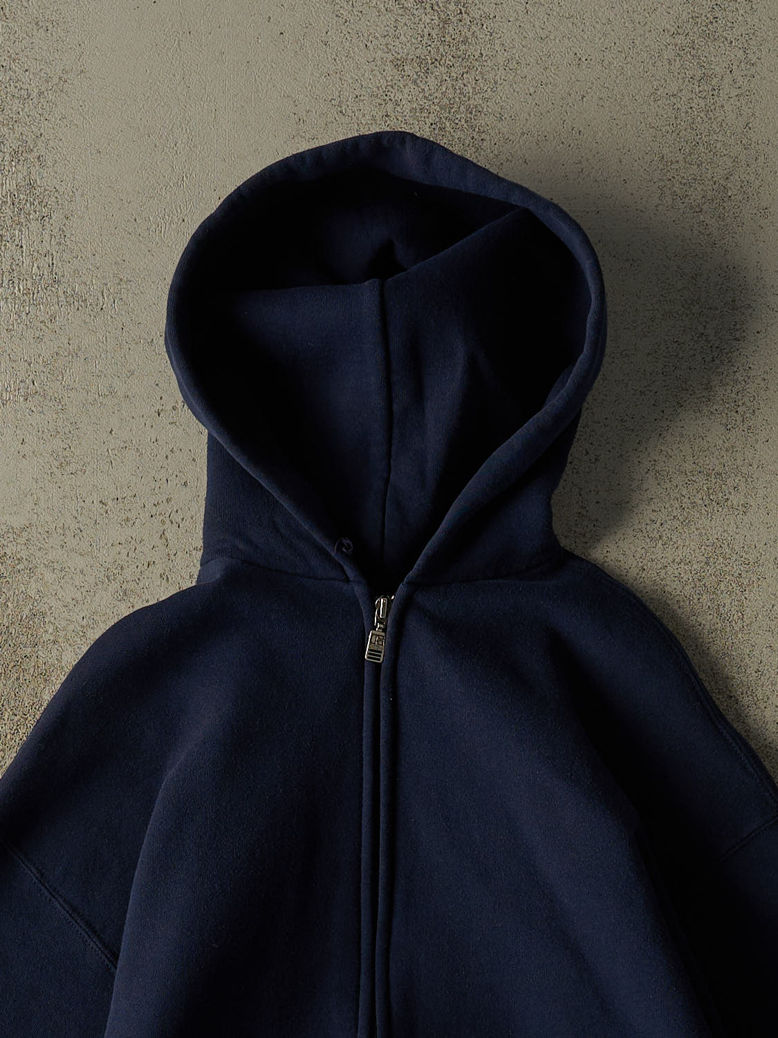 Vintage 90s Navy Blue Russell Athletic Blank Zip Up Hoodie (M/L)