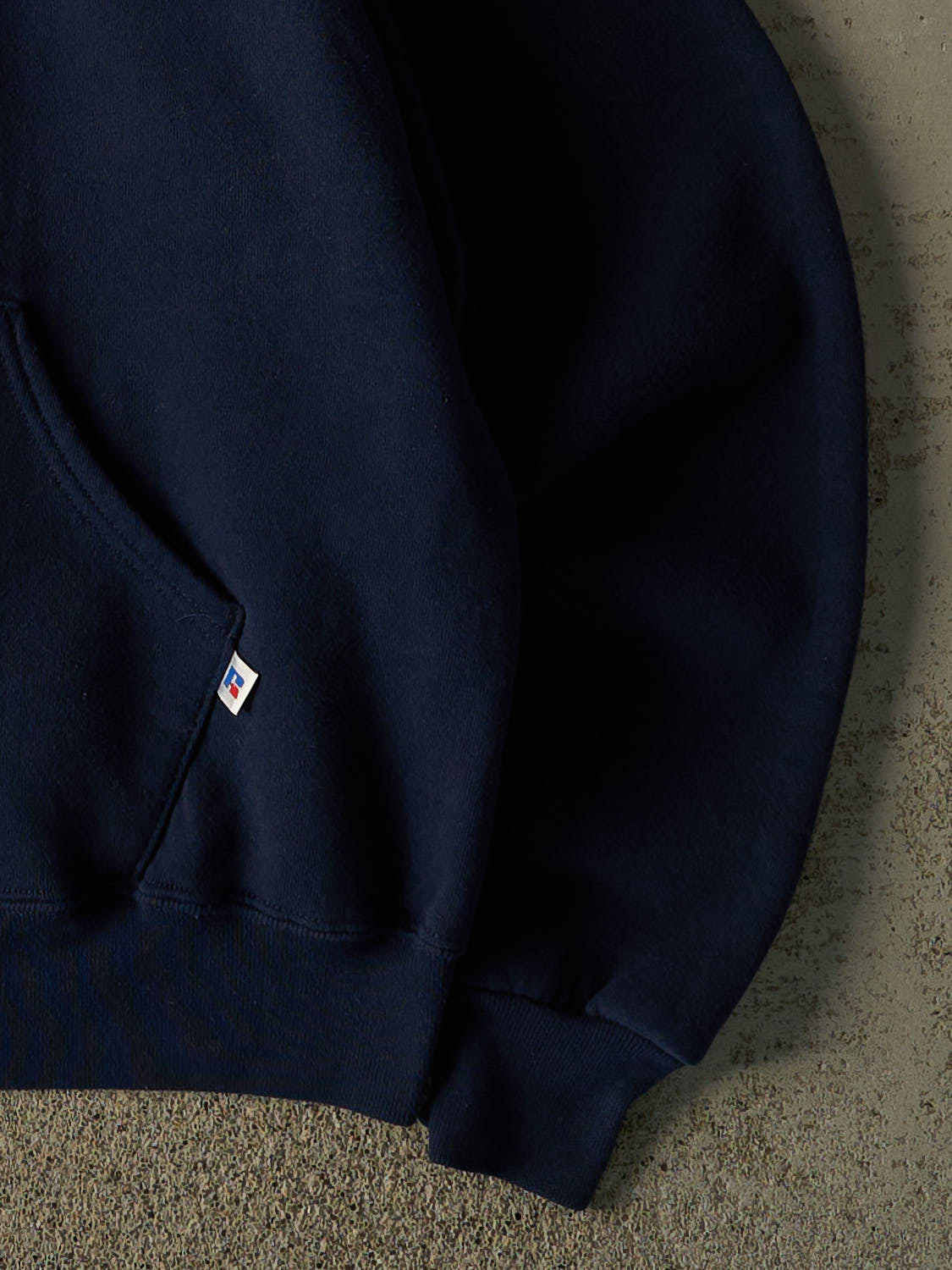 Vintage 90s Navy Blue Russell Athletic Blank Zip Up Hoodie (M/L)
