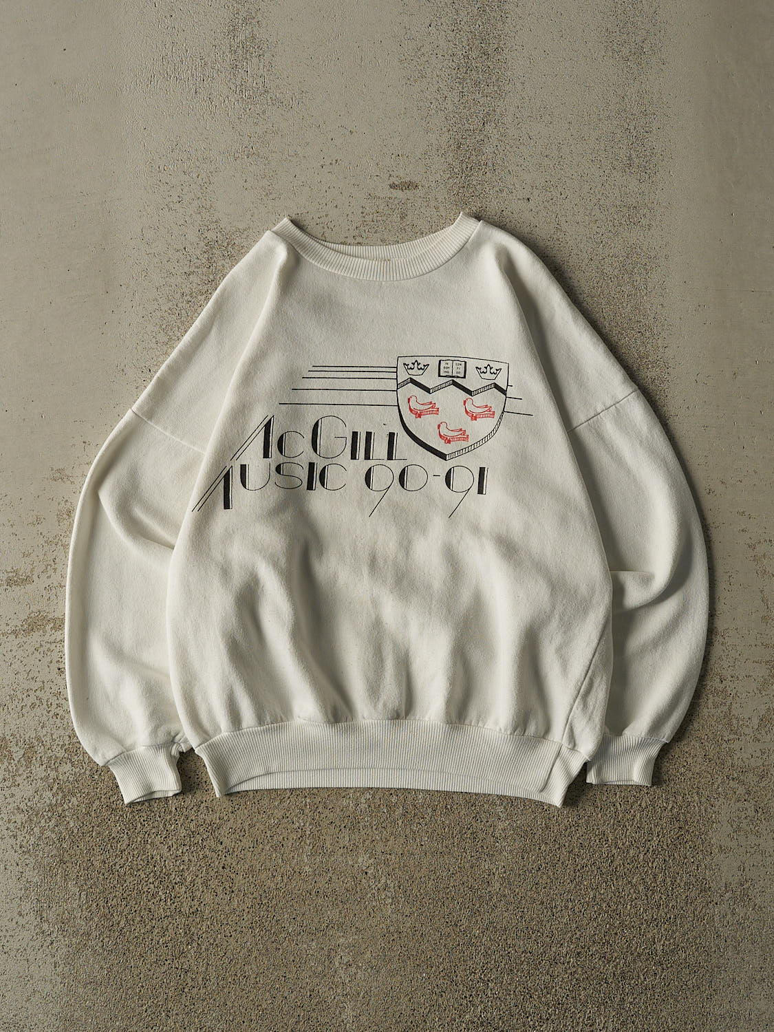Vintage 90s White McGill University Music Crewneck (M)