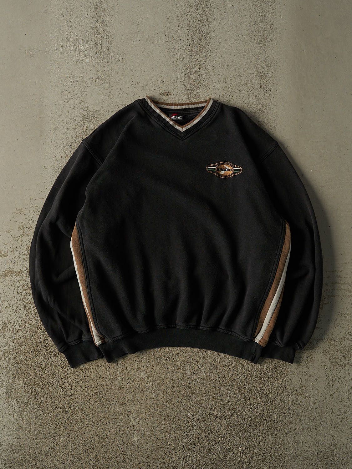 Vintage 90s Black Brooks Embroidered Crewneck (L)