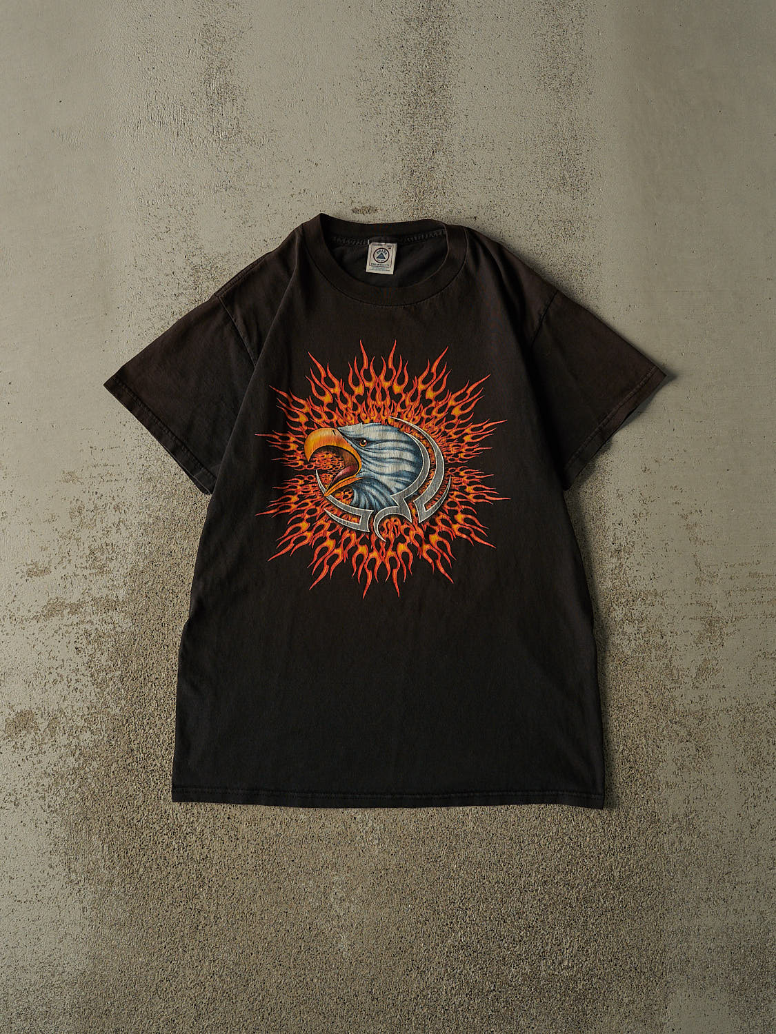 Vintage 90s Faded Black Flaming Eagle Tee (M/L)
