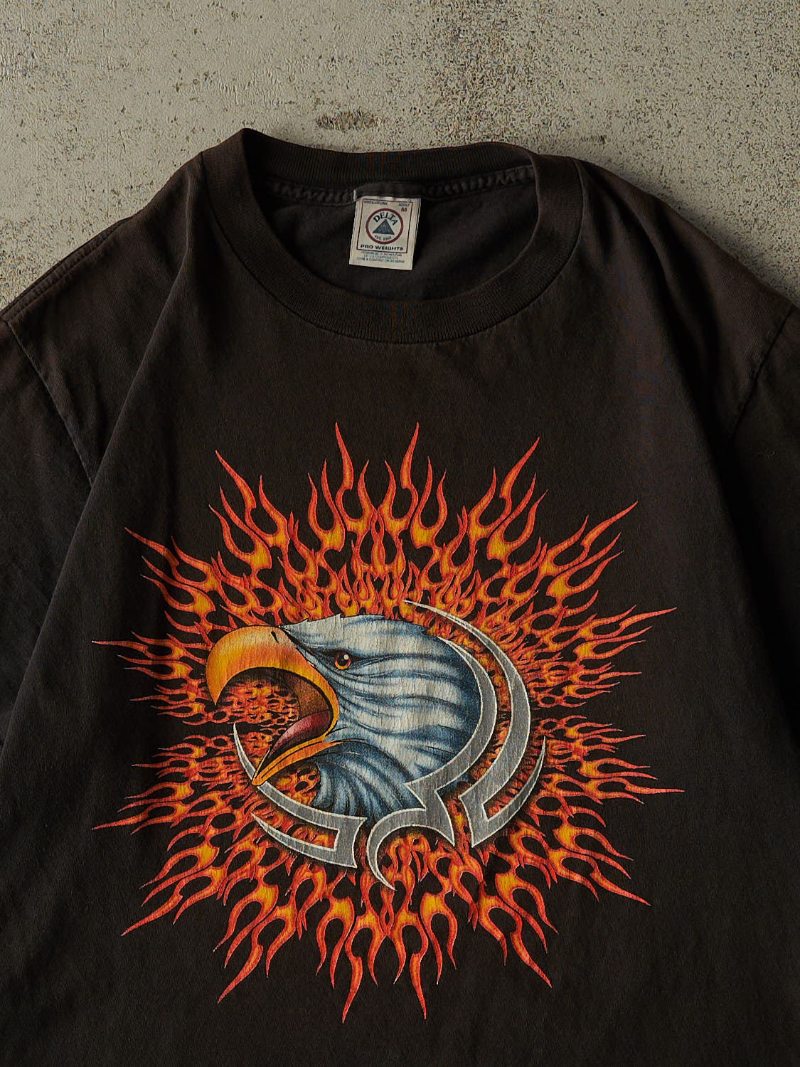 Vintage 90s Faded Black Flaming Eagle Tee (M/L)