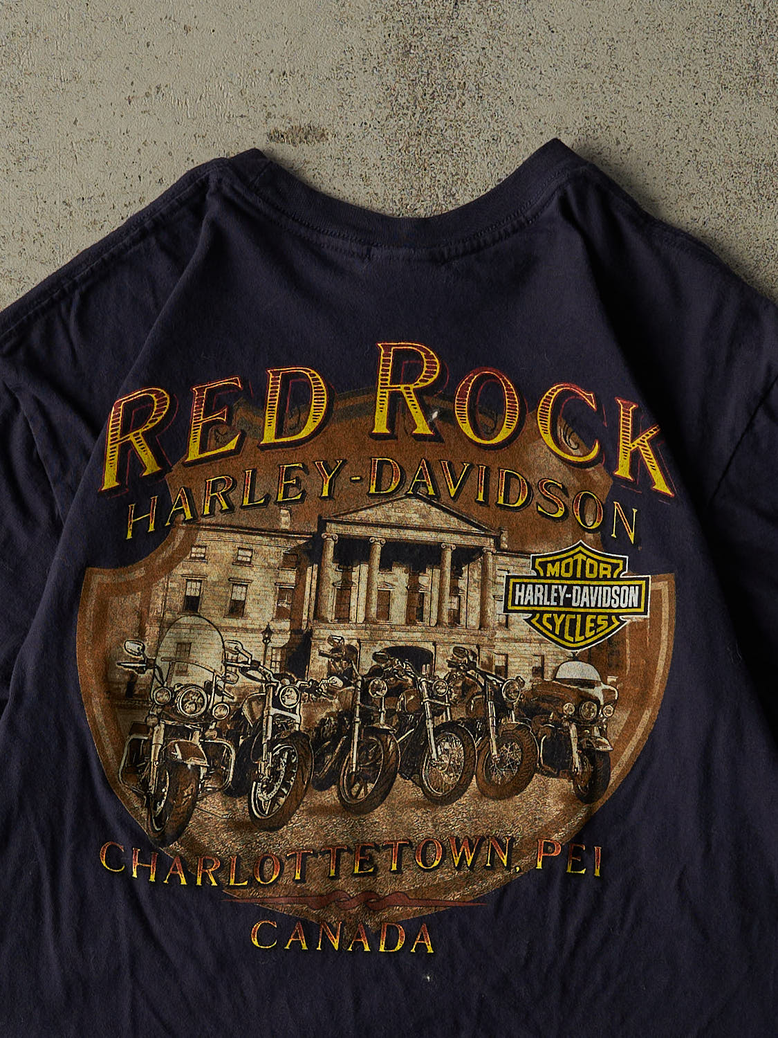 Vintage 14' Navy Blue Harley Davidson Charlottetown PEI Tee (M/L)