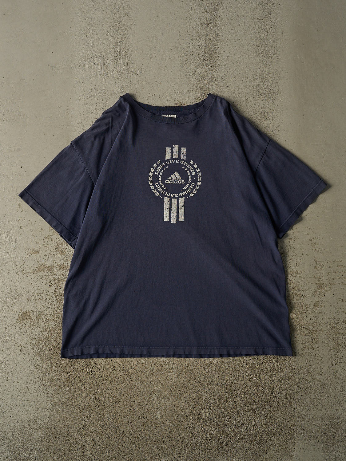Vintage 90s Navy Blue Adidas Logo Tee (XL/XXL)