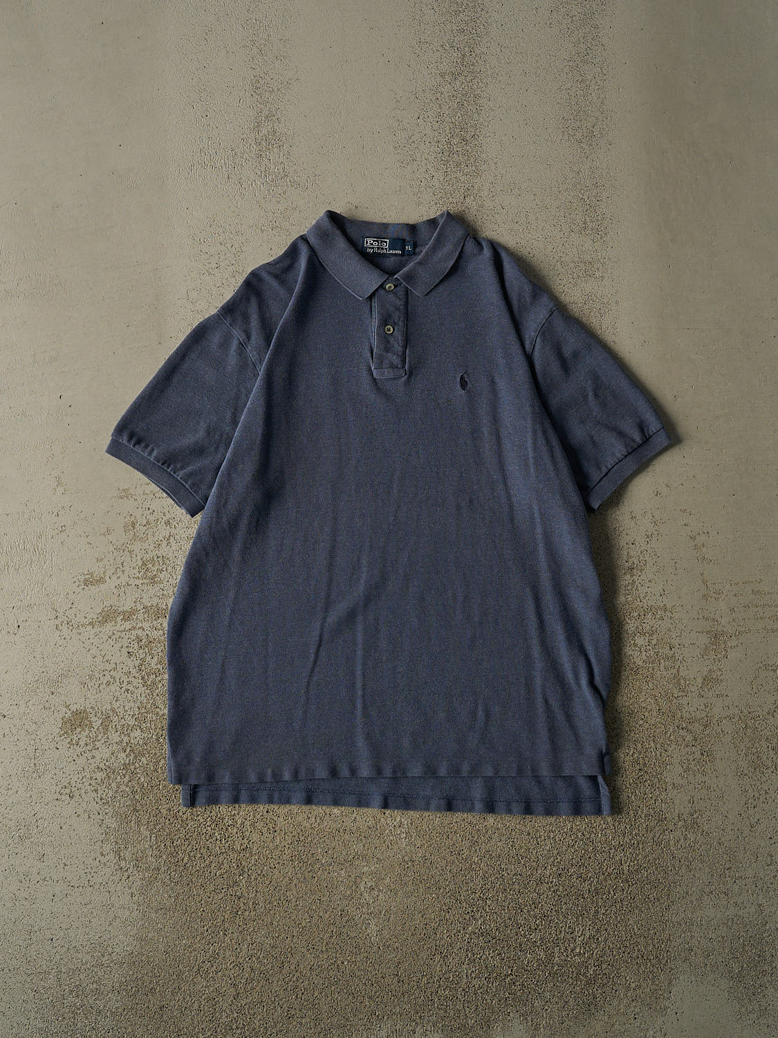 Vintage 90s Blue Polo Embroidered Quarter Button Tee (XL)