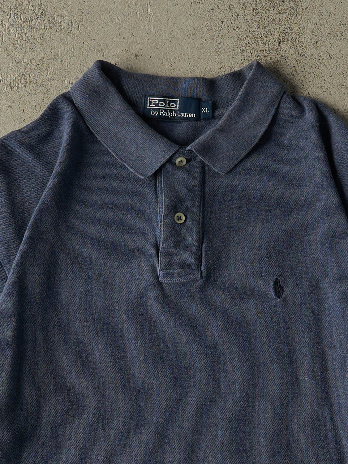 Vintage 90s Blue Polo Embroidered Quarter Button Tee (XL)