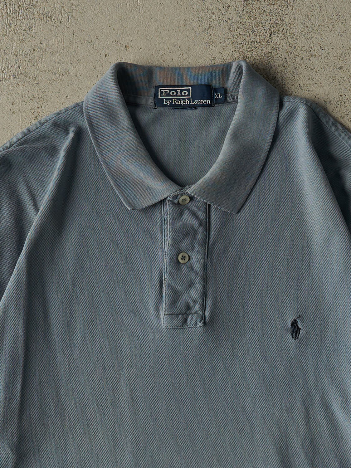 Vintage 90s Blue Polo Embroidered Quarter Button Tee (XL)