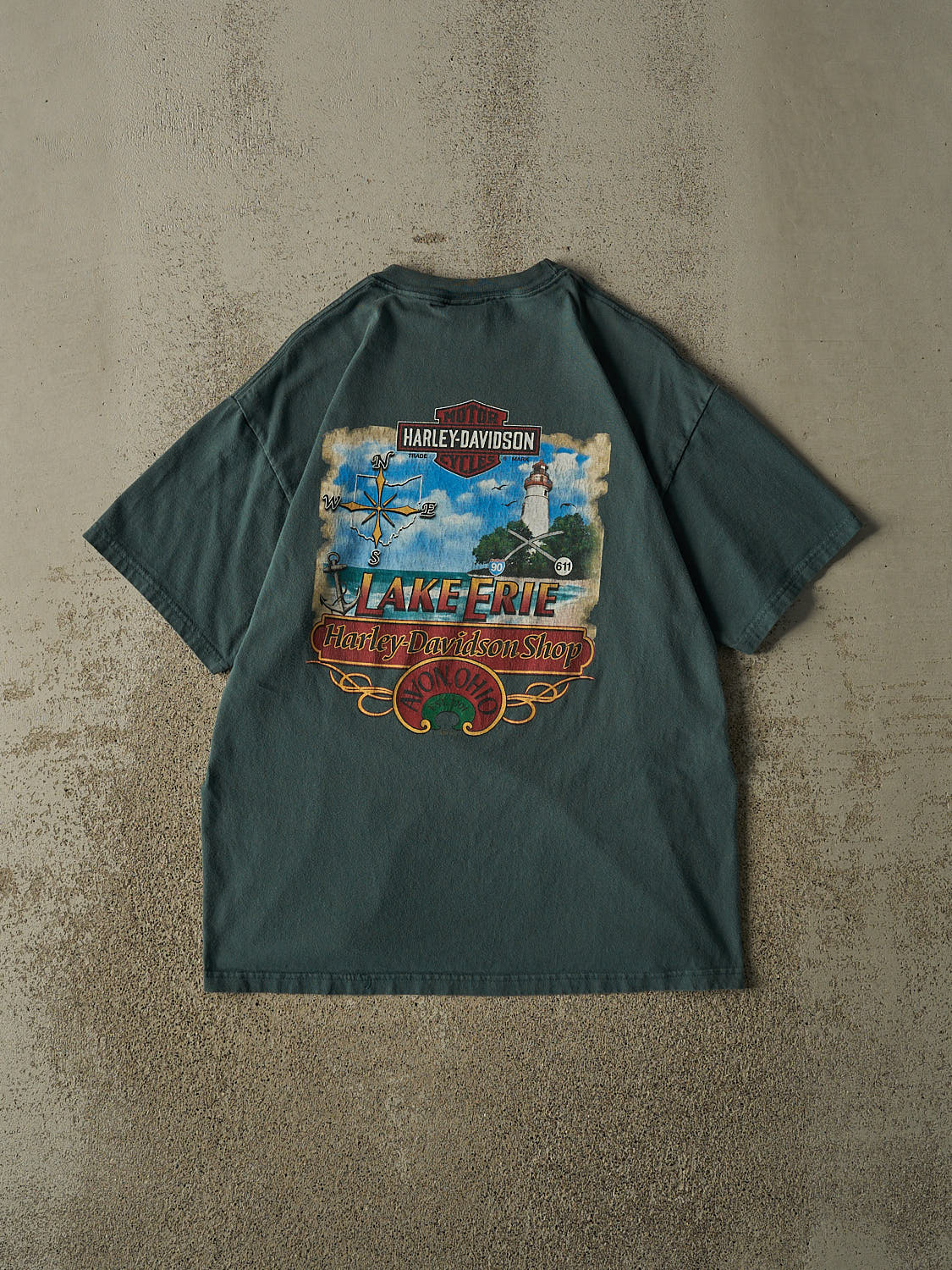 Vintage 07' Green Harley Davidson Avon OH Tee (M/L)