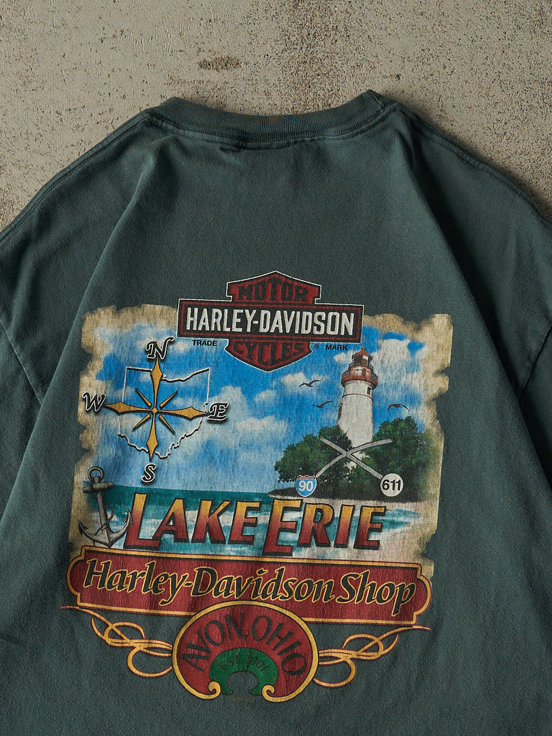 Vintage 07' Green Harley Davidson Avon OH Tee (M/L)