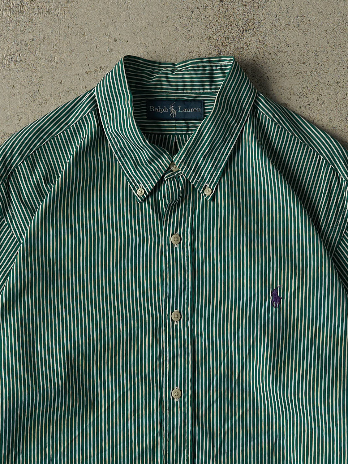 Vintage 90s Green Polo Cropped Button Up Long Sleeve (S/M)