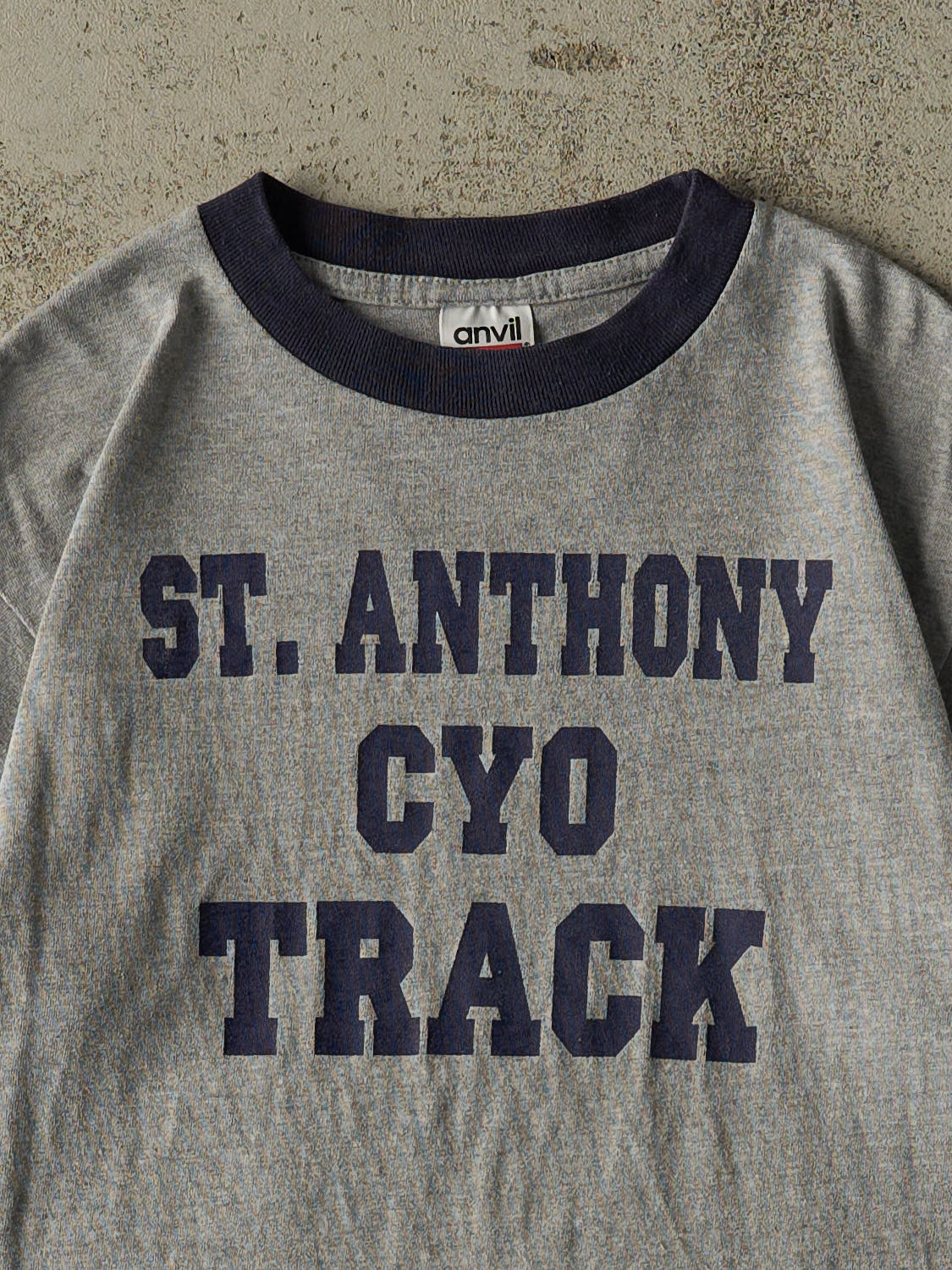 Vintage 90s Grey St. Anthony CYO Track Ringer Tee (XS/S)