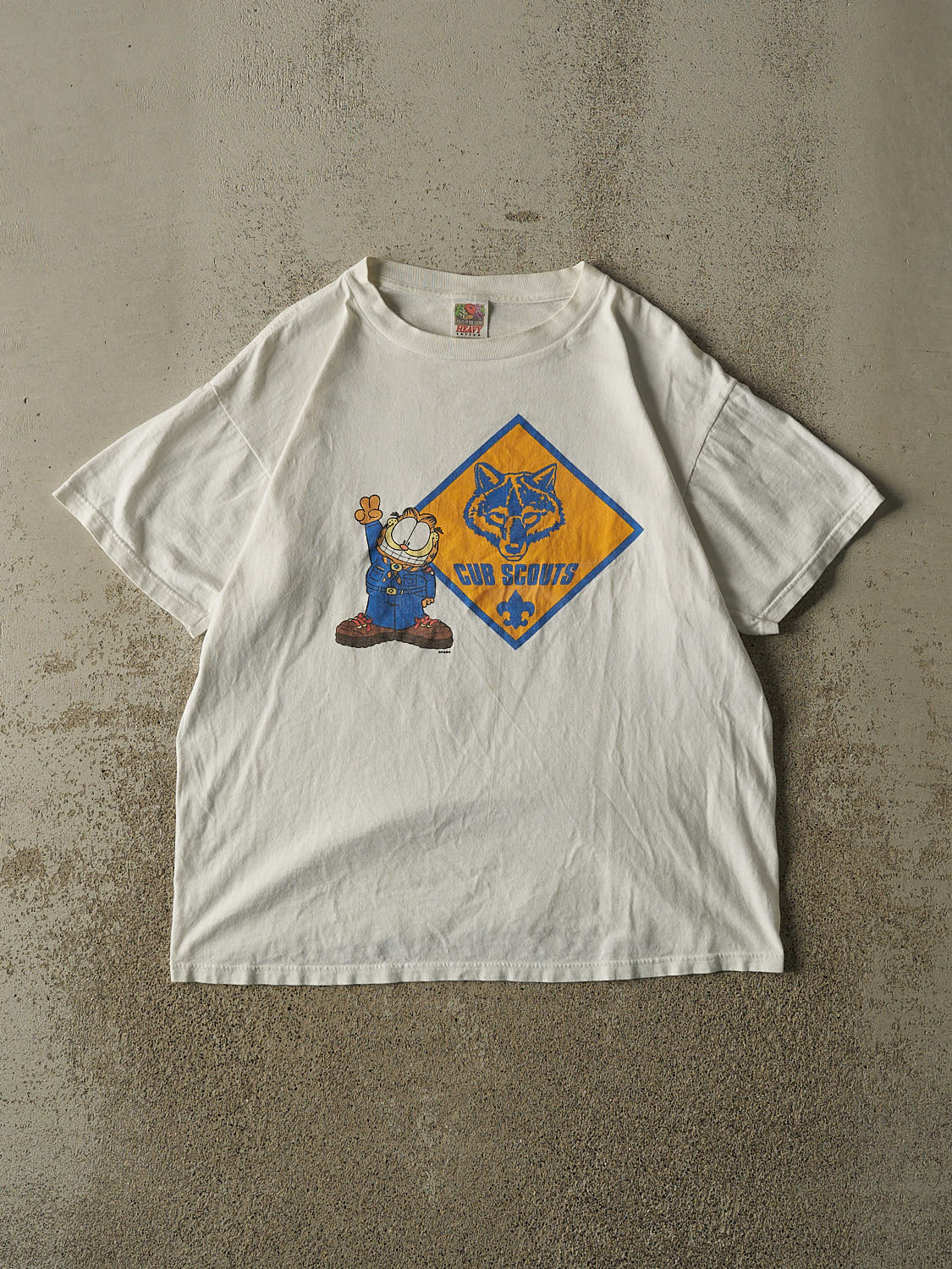 Vintage 90s White Cub Scouts x Garfield Tee (M)