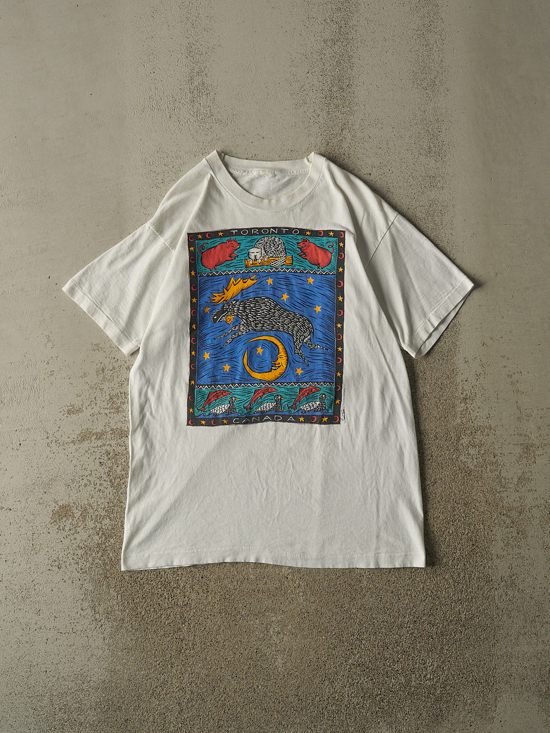 Vintage 90s White Toronto Single Stitch Art Tee (L)