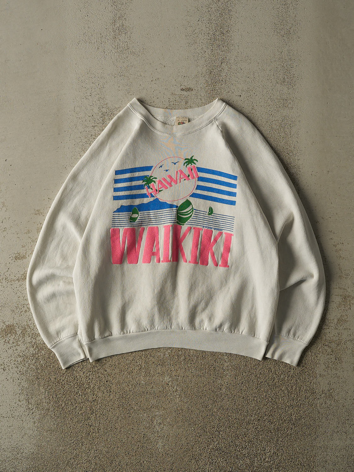 Vintage 80s White Waikiki Hawaii Crewneck (S/M)