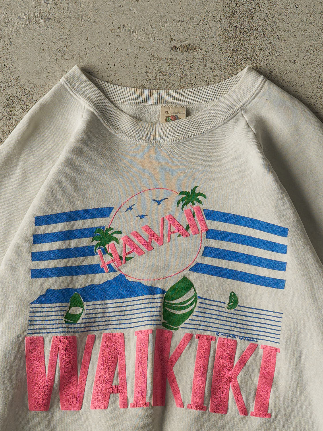 Vintage 80s White Waikiki Hawaii Crewneck (S/M)