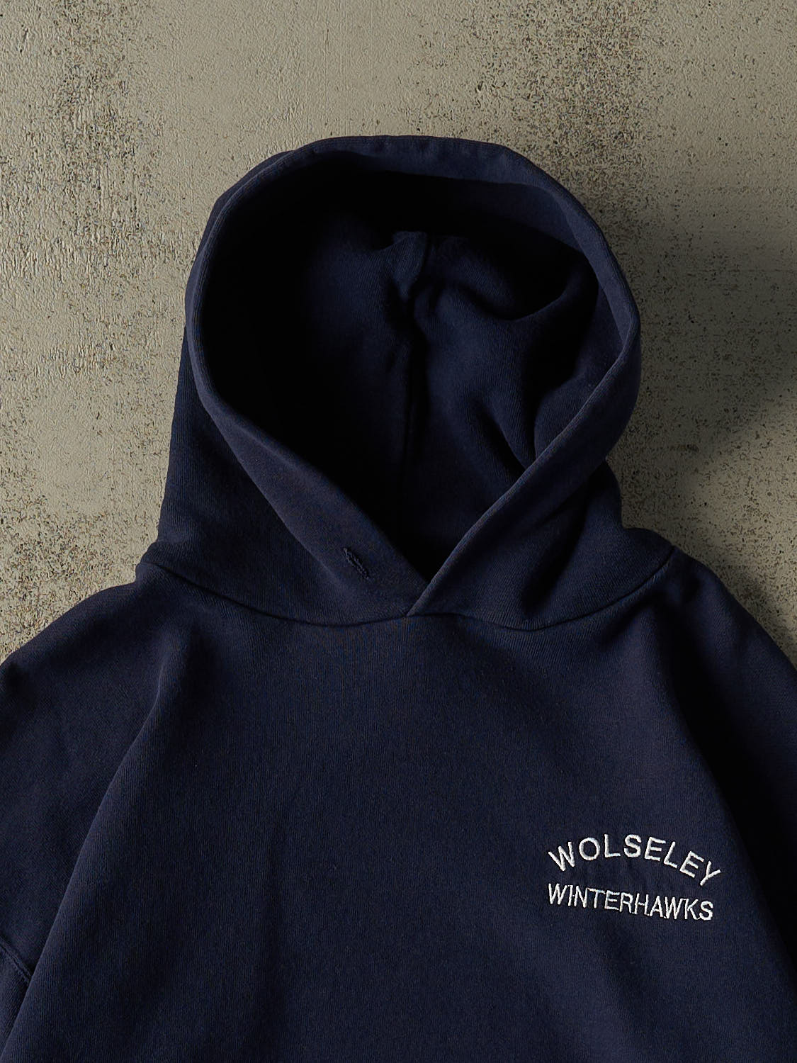 Vintage Y2K Navy Blue Russell Athletic Wolseley Winterhawks Hoodie (M/L)