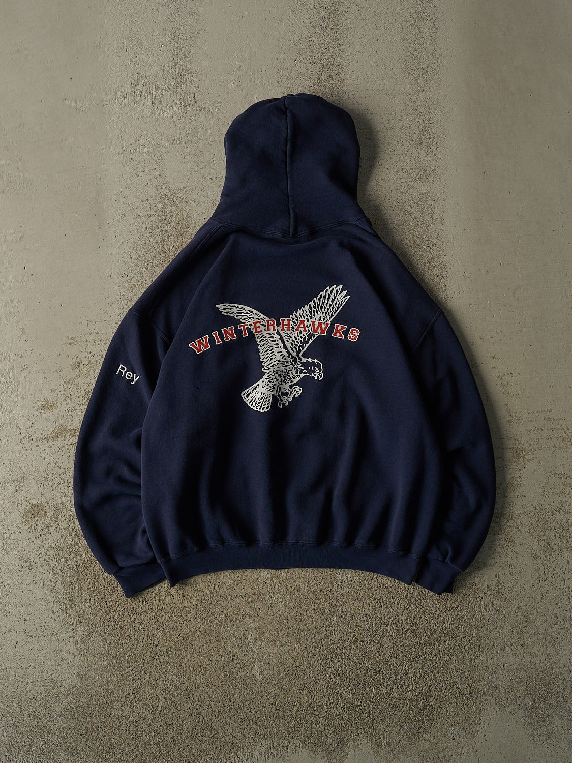 Vintage Y2K Navy Blue Russell Athletic Wolseley Winterhawks Hoodie (M/L)