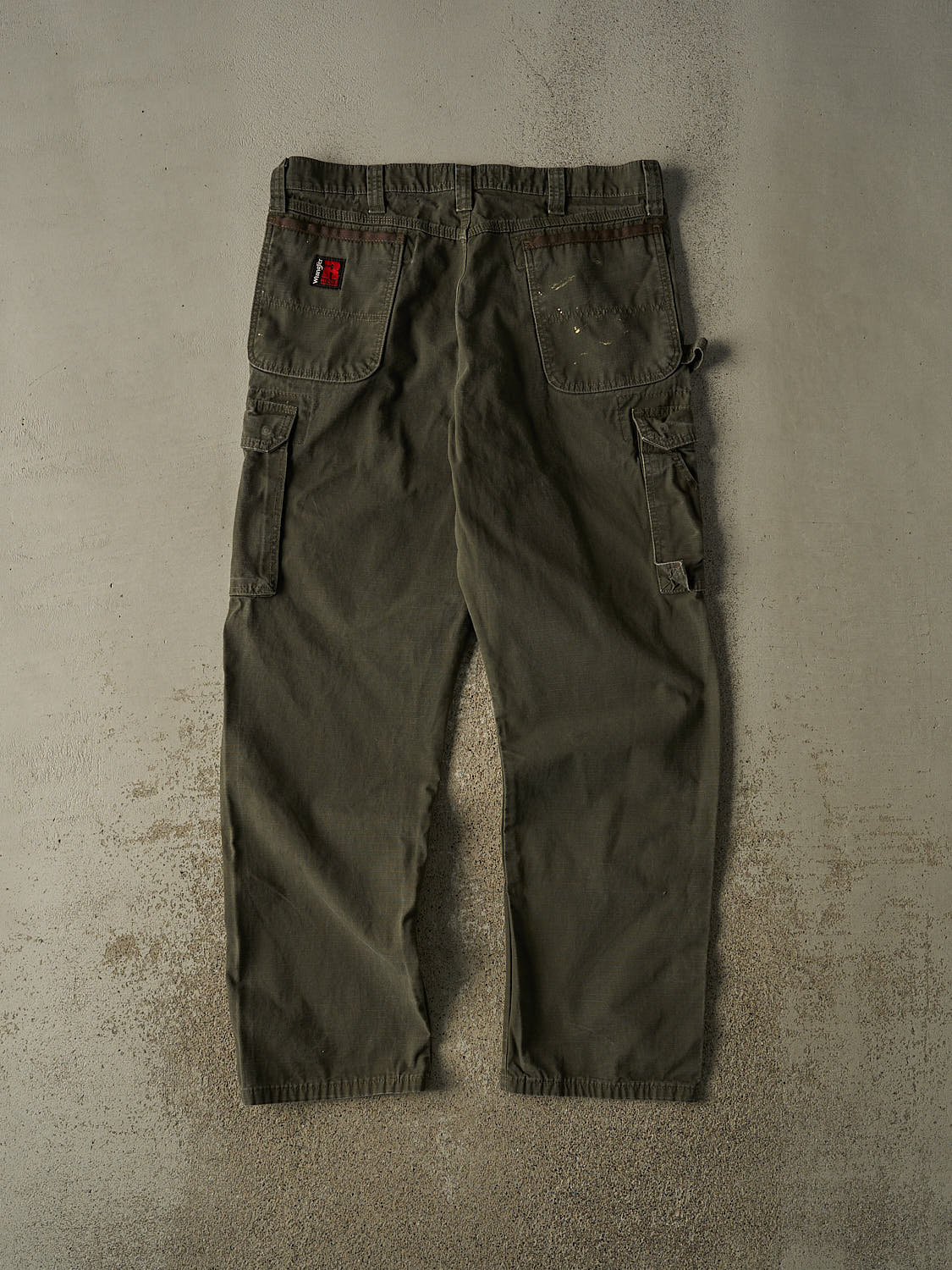 Vintage 90s Green Wrangler Riggs Double Knee Cargo Carpenter Pants (36x32.5)