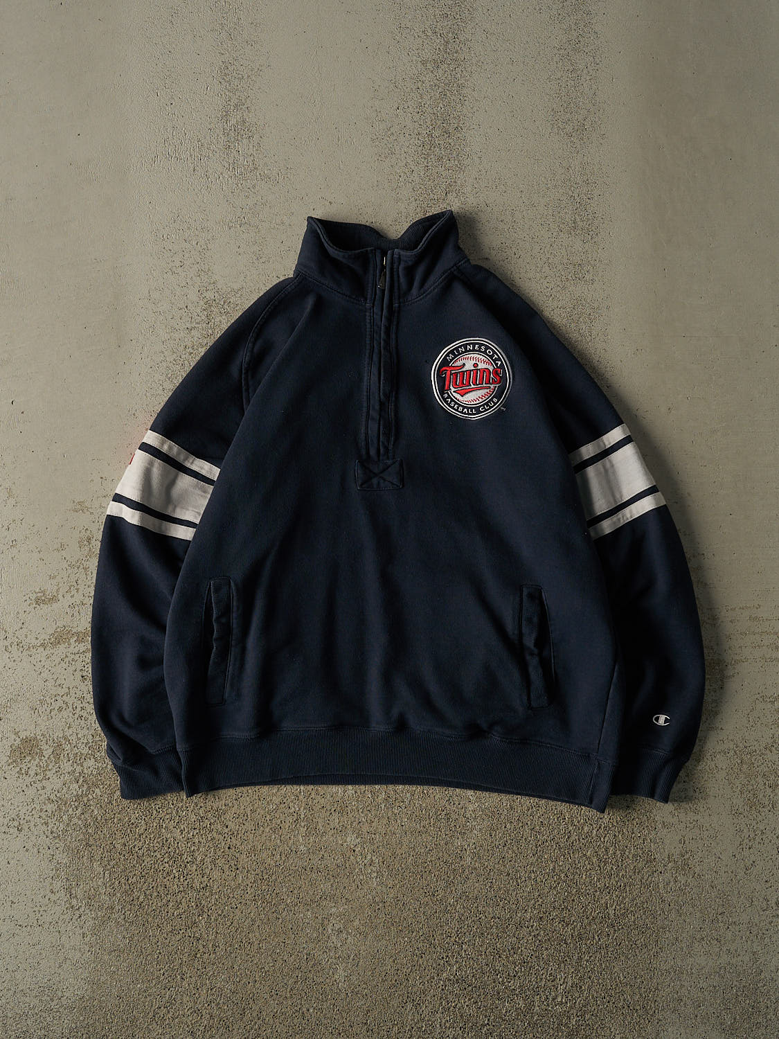 Vintage Y2K Navy Blue Minnesota Twins Embroidered Quarter Zip (L)