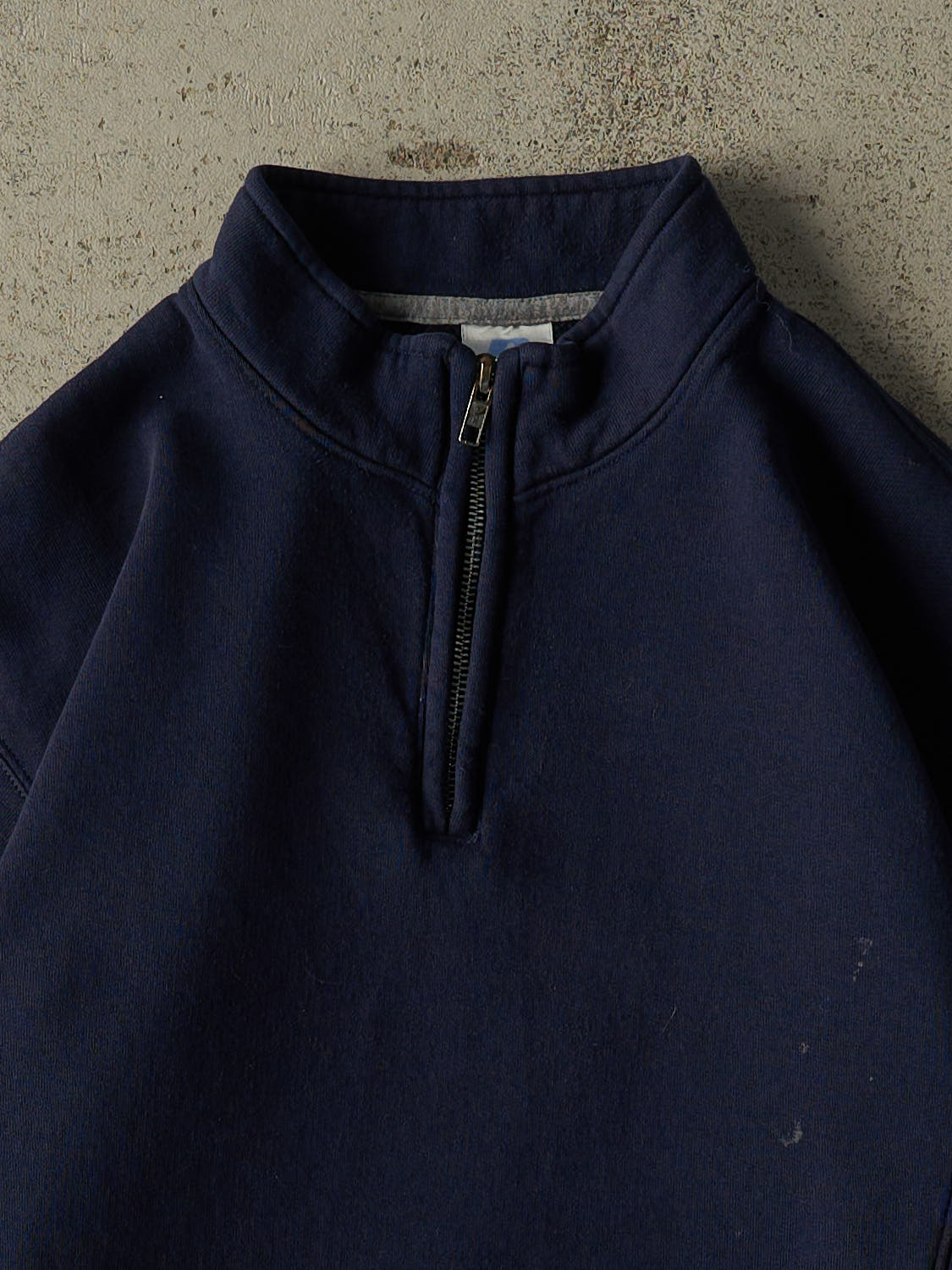 Vintage Y2K Navy Blue Russell Athletic Blank Quarter Zip (M)