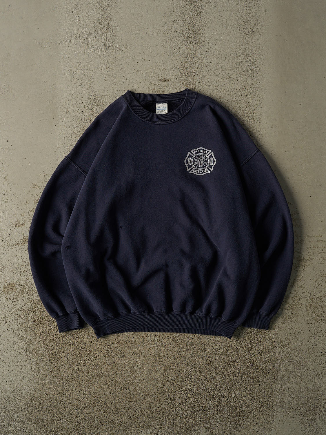 Vintage Y2K Navy Blue Fire Rescue Crewneck (XL)