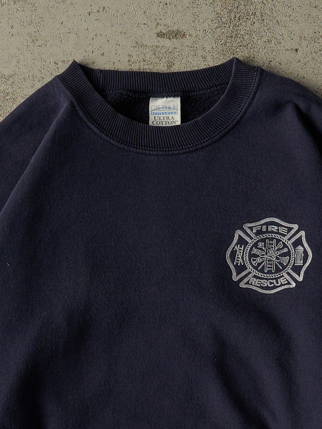 Vintage Y2K Navy Blue Fire Rescue Crewneck (XL)