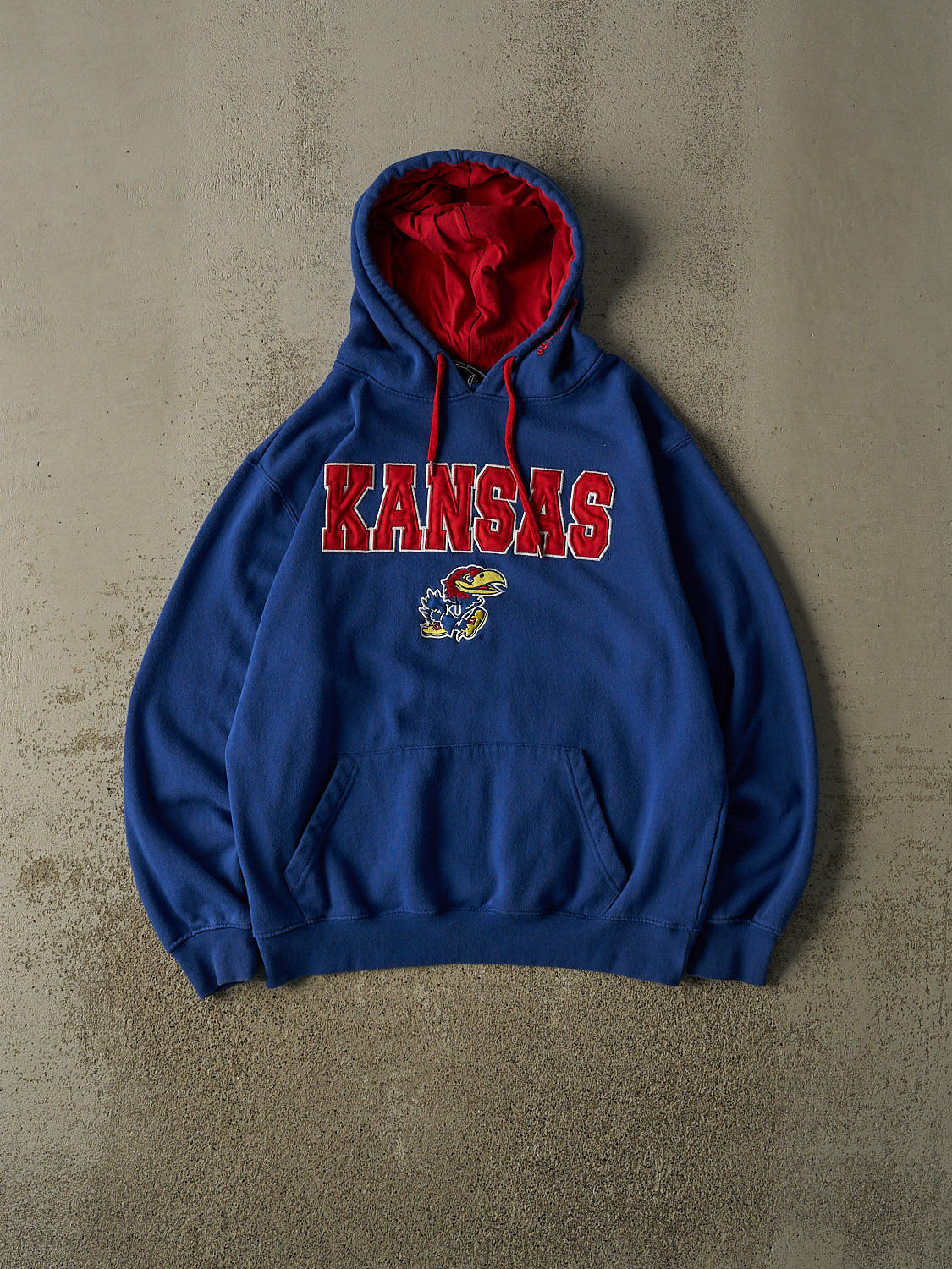 Vintage Y2K Blue Kansas University Embroidered Hoodie (M/L)