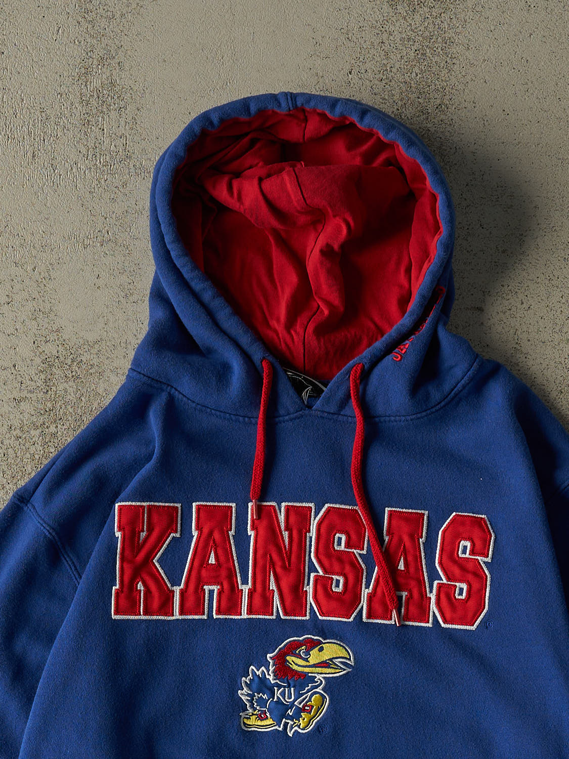 Vintage Y2K Blue Kansas University Embroidered Hoodie (M/L)