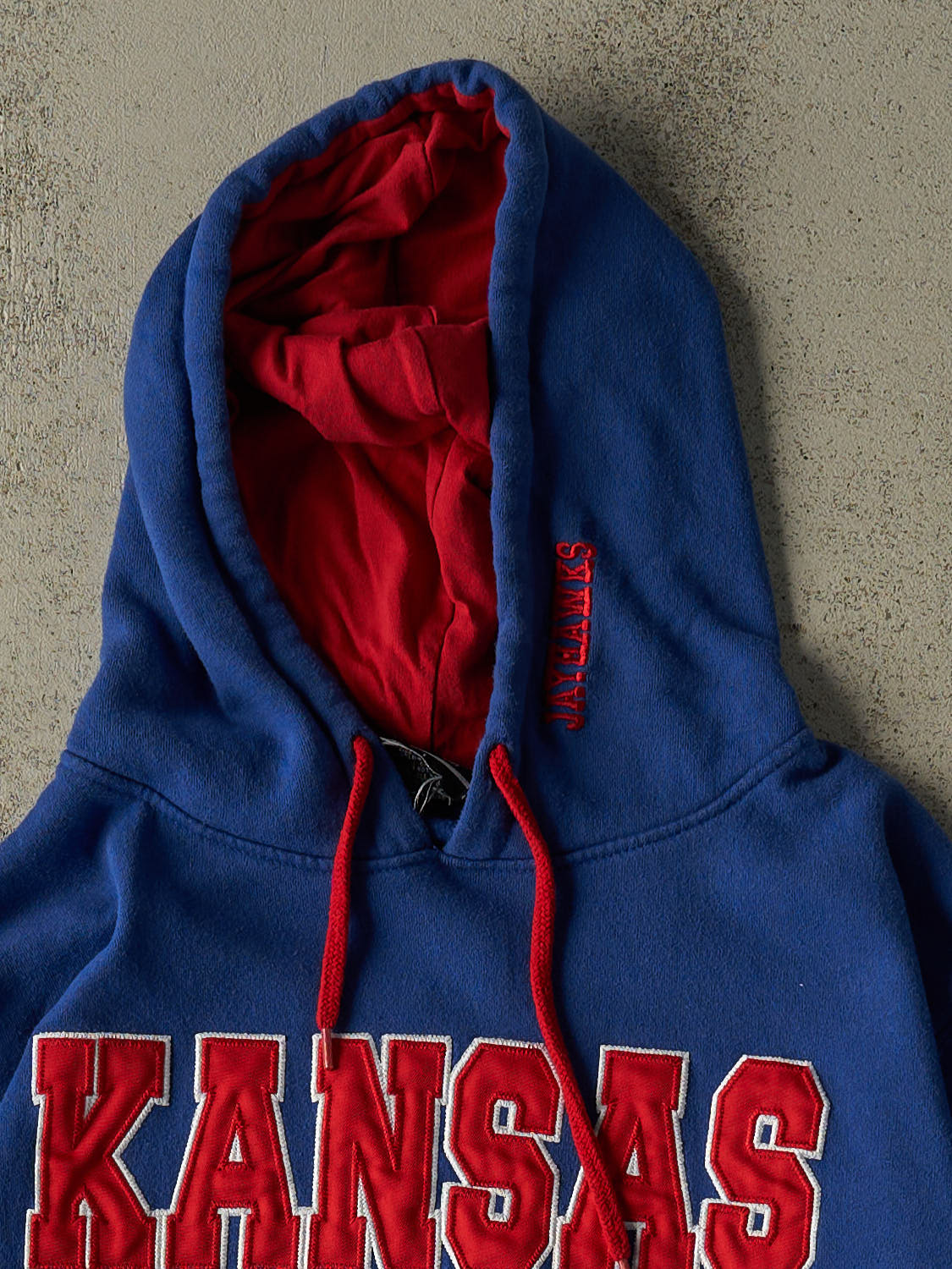 Vintage Y2K Blue Kansas University Embroidered Hoodie (M/L)