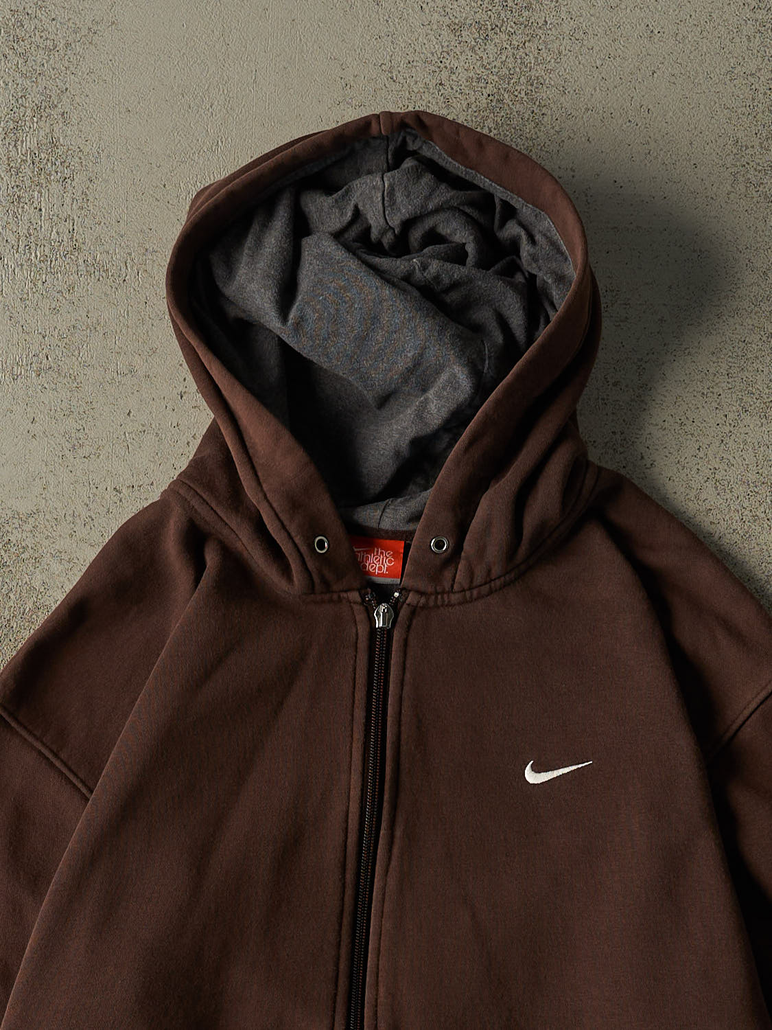 Vintage Y2K Faded Brown Nike Embroidered Zip Up Hoodie (M/L)